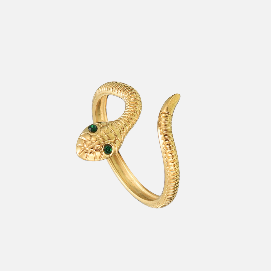 Viper Ring mit Smaragdaugen – Mystisch & Kühn
