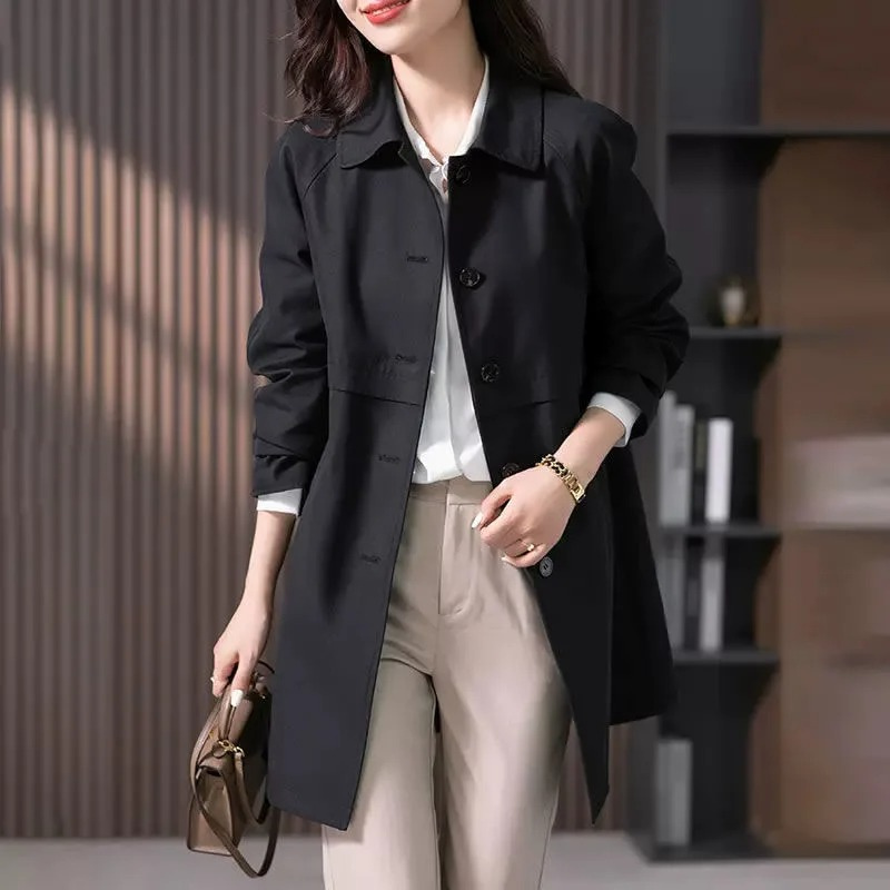 Ruby - Stilvolle und Taillierte Kurz-Trenchcoat mit Einreihiger Knopfleiste für den Herbst für Damen
