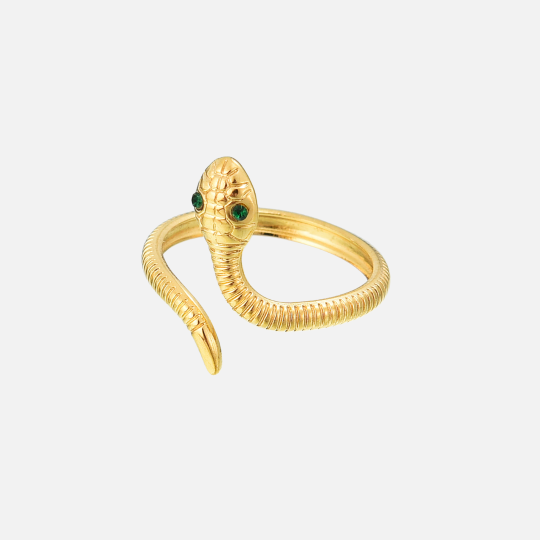 Viper Ring mit Smaragdaugen – Mystisch & Kühn