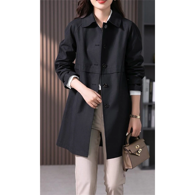 Ruby - Stilvolle und Taillierte Kurz-Trenchcoat mit Einreihiger Knopfleiste für den Herbst für Damen