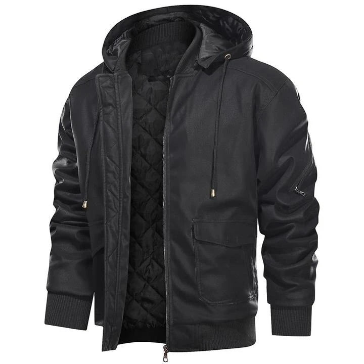 Oliver Herren-Lederjacke mit Kapuze