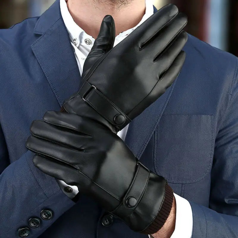 Zeno | Touchscreen-Schwarze Lederhandschuhe