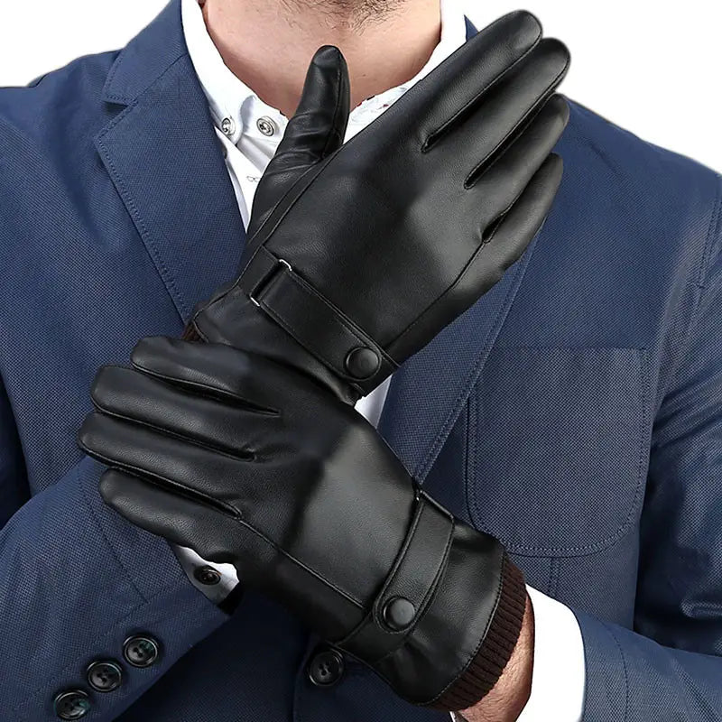 Zeno | Touchscreen-Schwarze Lederhandschuhe