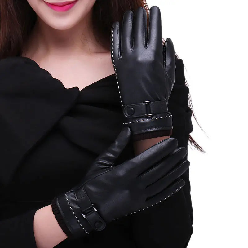 Zeno | Touchscreen-Schwarze Lederhandschuhe