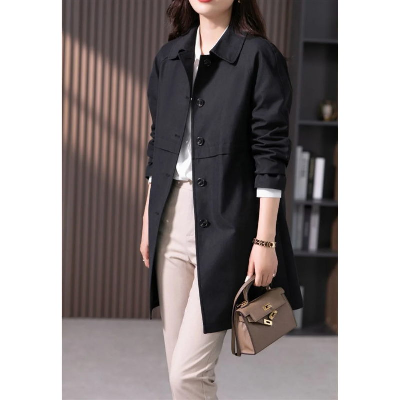 Ruby - Stilvolle und Taillierte Kurz-Trenchcoat mit Einreihiger Knopfleiste für den Herbst für Damen