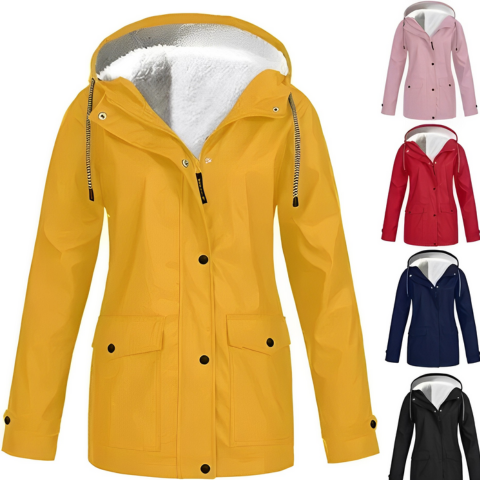 Arianda | Damen Stylische Kapuzen Regen Jacke | Wasserdicht