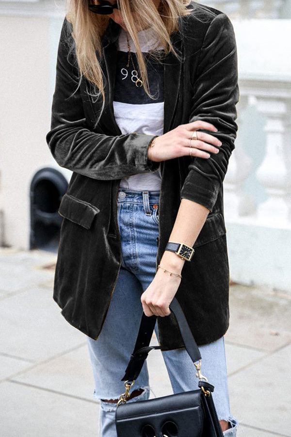 Samt-Blazer mit Reverskragen