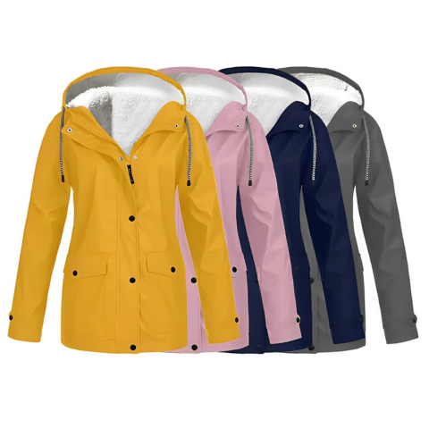 Arianda | Damen Stylische Kapuzen Regen Jacke | Wasserdicht
