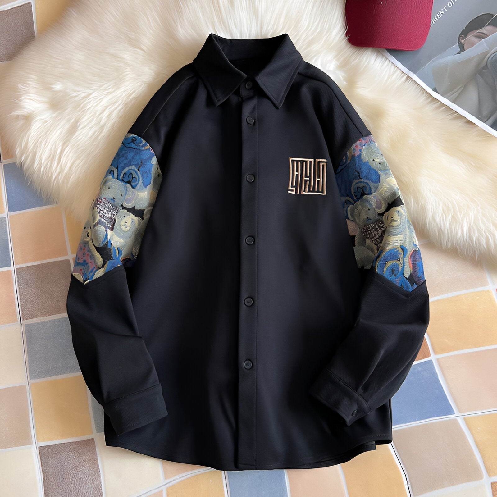 Dennis | Retro-inspirierte Hemdjacke mit gesticktem Bären