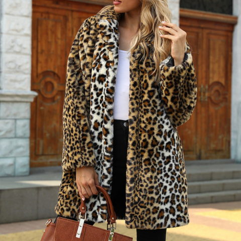 Leanne | Damen Stylische Leoparden Mantel | Lang