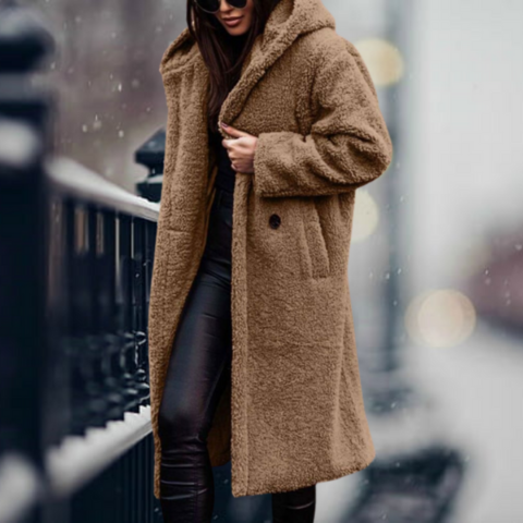 Viela | Damen Elegante Kapuze Winter Mantel | Lang