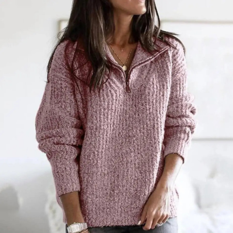 Wella | Damen Elegante Warme Pullover | Reißverschluss