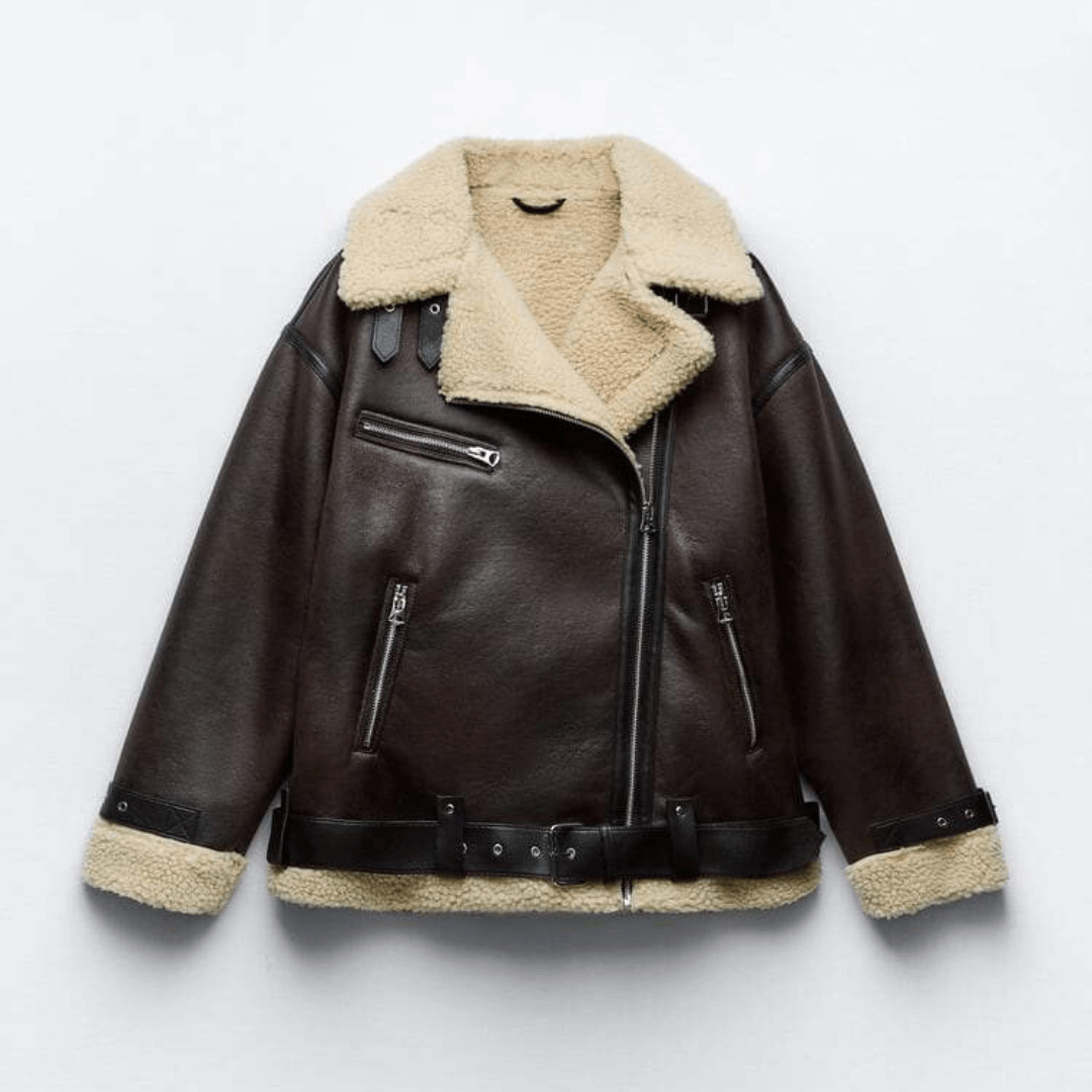 Jacke mit Revers aus Kunstleder