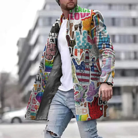 Everest | Herren Mode Beheizbarer Grafischer Mantel | Lang