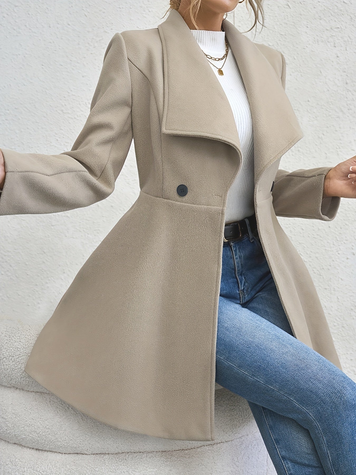 Gabriella - Schicker Winter Khaki Doppelreihiger Mantel für Damen
