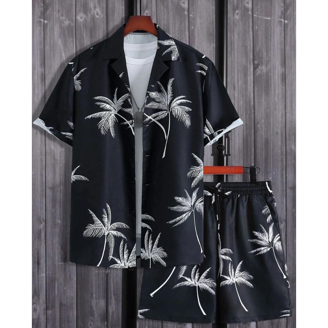 Sommer Set Herren Baumwolle Shorts und T-Shirt für Strand und Freizeit