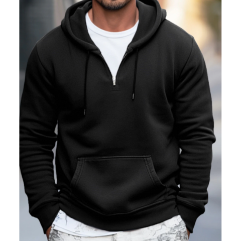 Angelico | Herren Klassische Kapuzen Pullover | Halb Reißverschluss