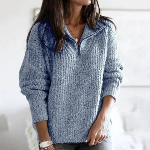 Wella | Damen Elegante Warme Pullover | Reißverschluss