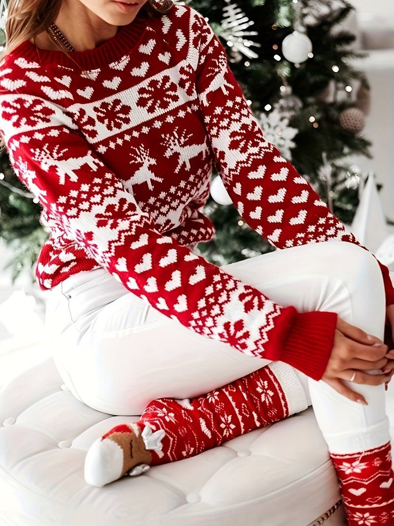 Kris - Jacquard-Pullover mit Rundhalsausschnitt