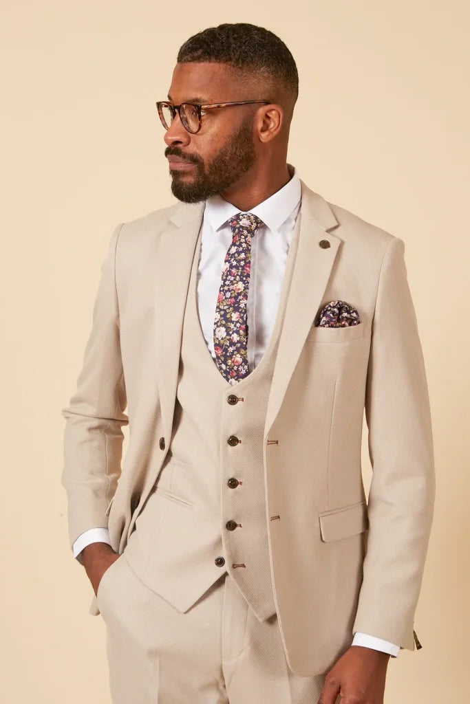 Herrenanzug Steinfarbe 3-teilig Slim Fit Polyester für Hochzeit und Anlässe
