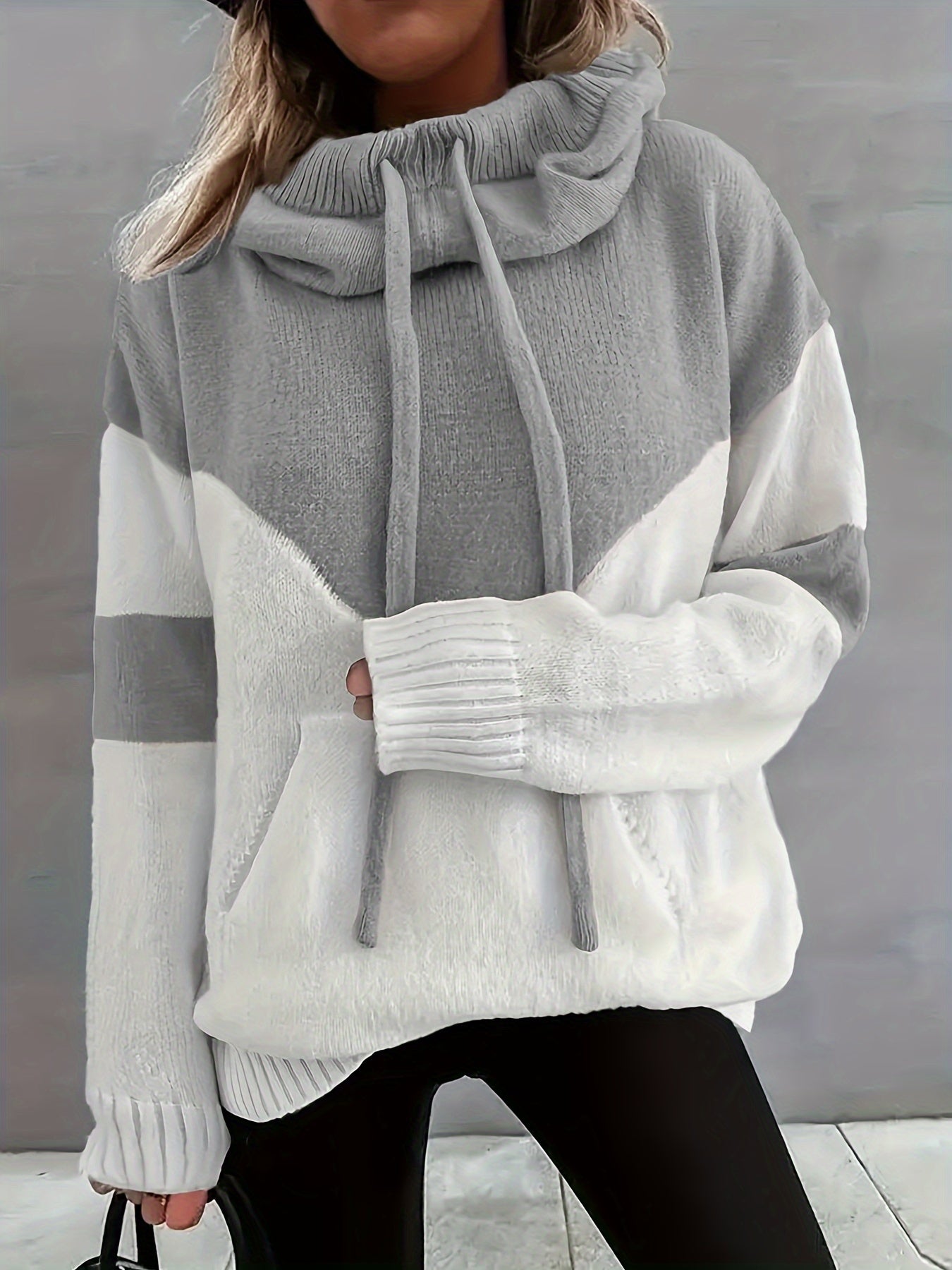 Bella - Streetwear Herbst Farbblock-Hoodie mit Kordelzug und Tasche für Damen