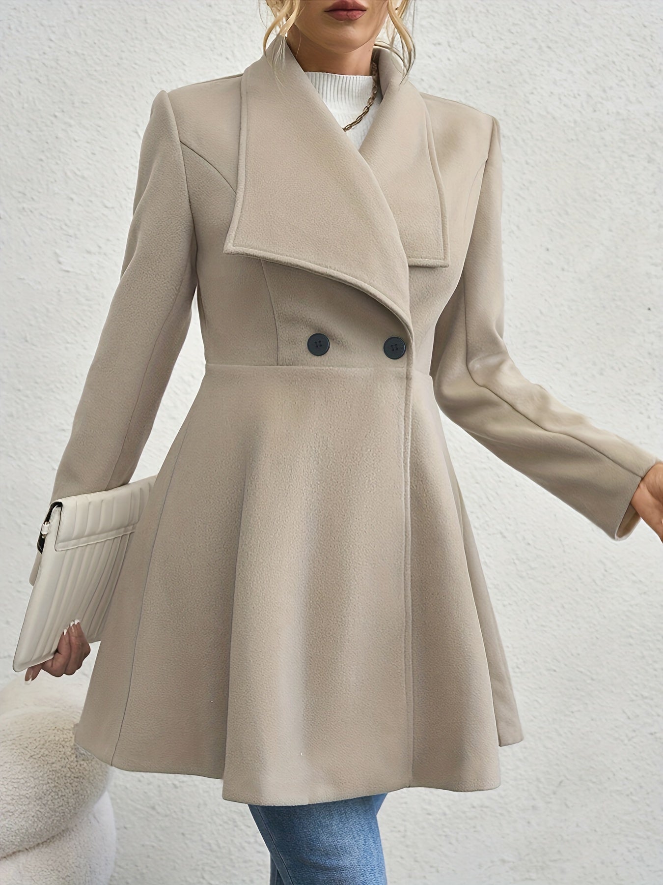 Gabriella - Schicker Winter Khaki Doppelreihiger Mantel für Damen
