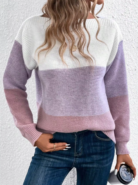 Vianca - Eleganter dreifarbiger Patchwork-Pullover