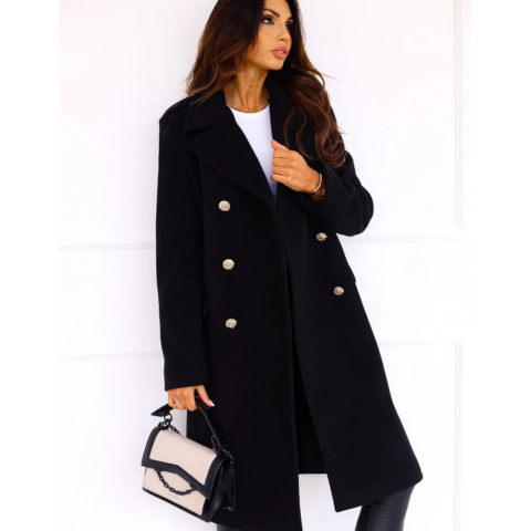 Meena | Damen Stylische Zweireiher Mantel | Lang