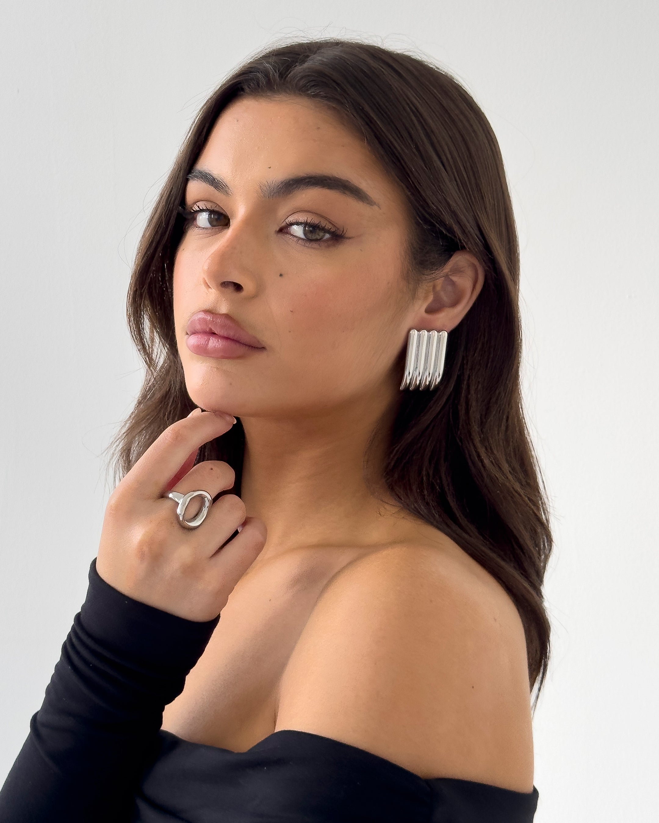 Silber Ovaler Ring mit Hohlem Design – Minimalistische Eleganz für jeden Tag