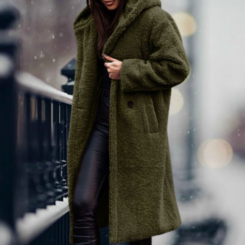 Viela | Damen Elegante Kapuze Winter Mantel | Lang