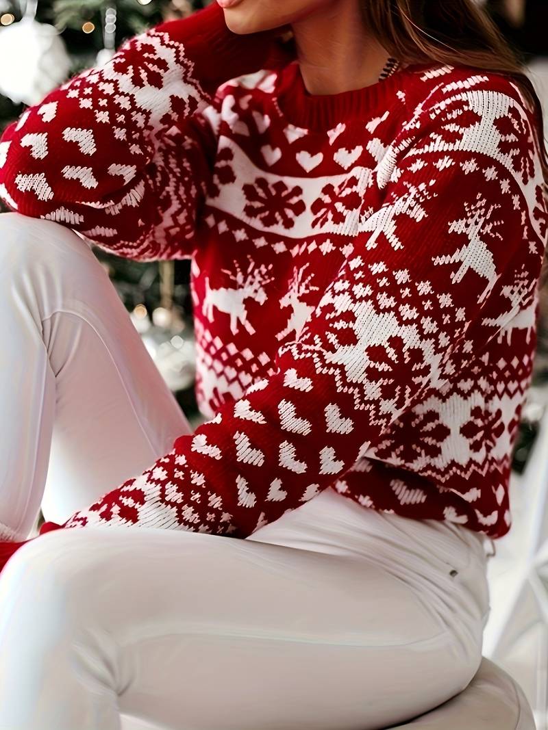 Kris - Jacquard-Pullover mit Rundhalsausschnitt
