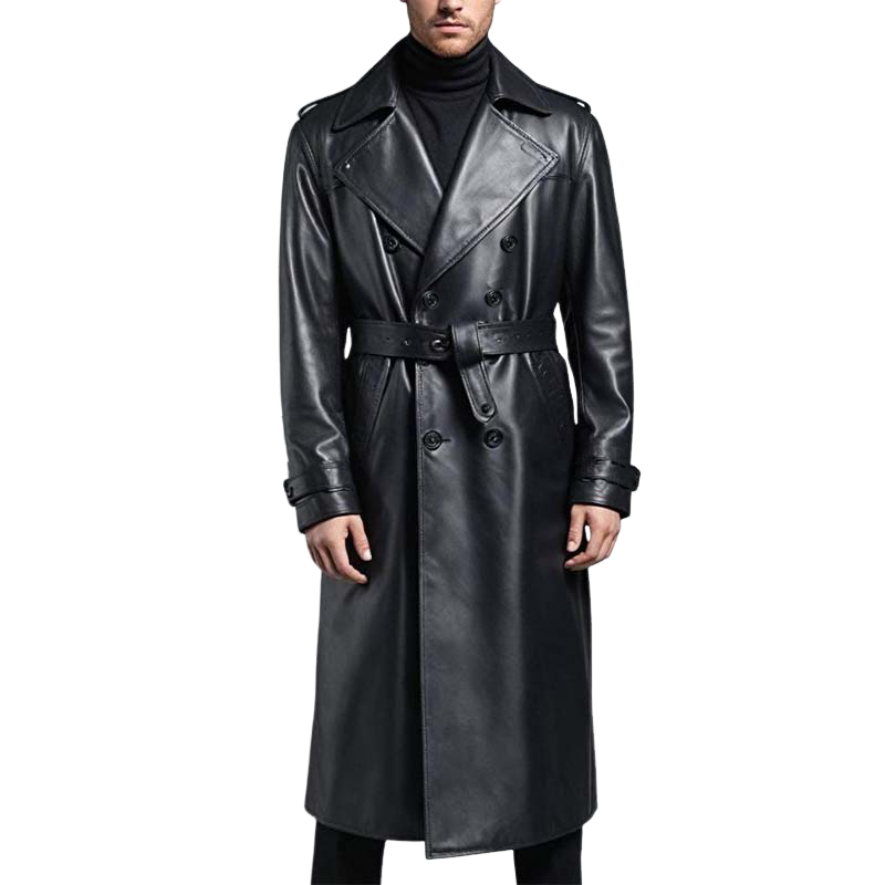 Knielanger, zweireihiger Trenchcoat für Herren