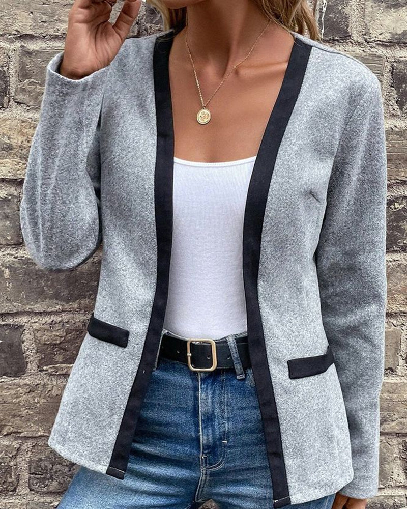 Ella - Elegante und Stilvolle Graue Strick Winterjacke für Damen