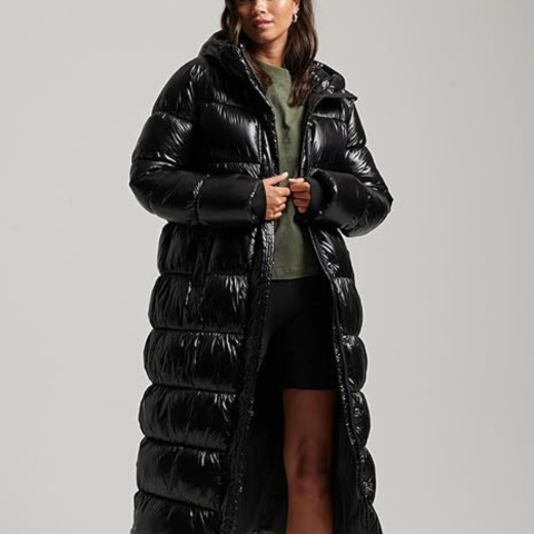Glaiza | Damen Winter Langer Puffer Mantel | Schwarz
