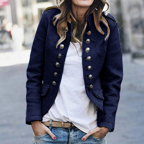 Dovelyn | Damen Elegante Stehkragen Blazer | Vintage