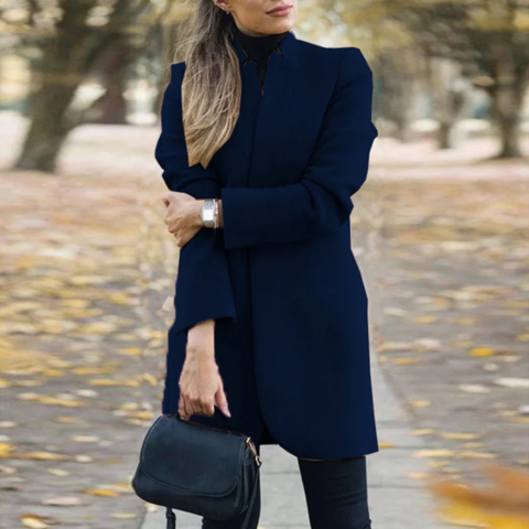 Sanie | Damen Eleganter Stehkragen Wintermantel | Lang