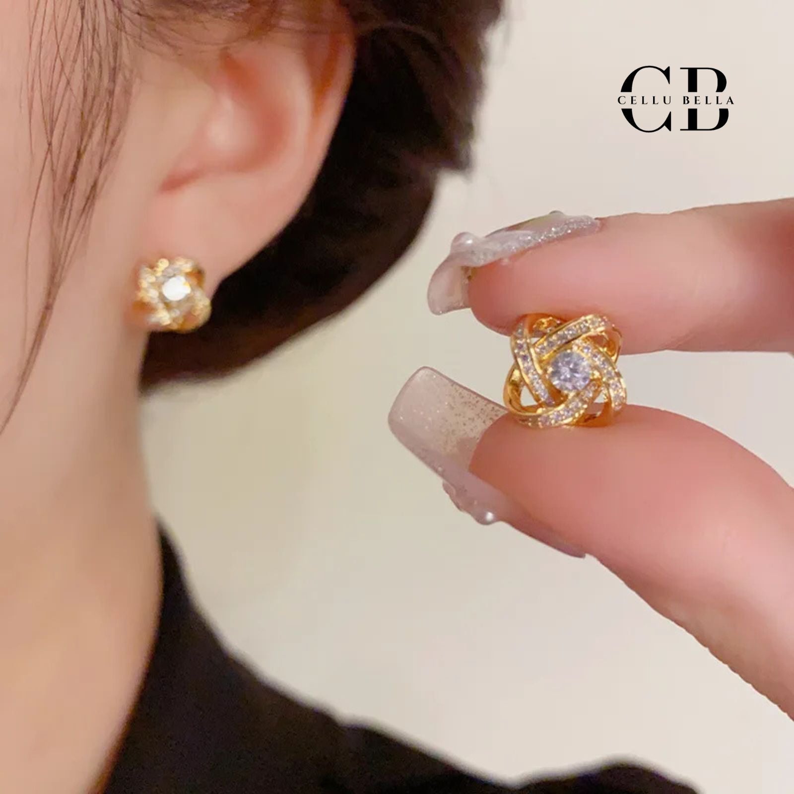 Thalia-Knotenohrringe: Geometrische Eleganz mit funkelndem Glanz