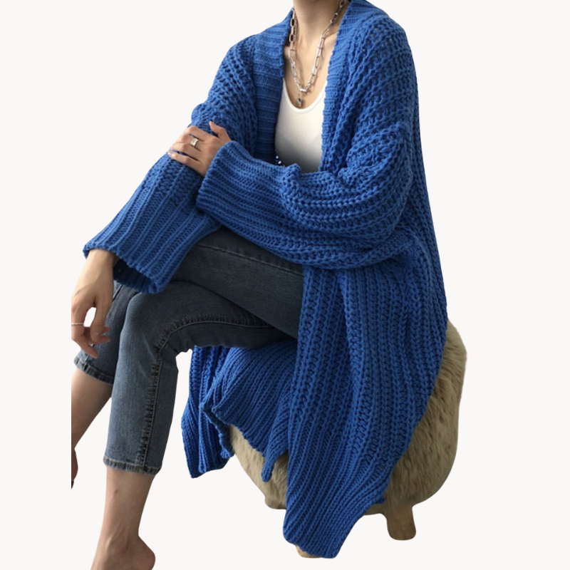 Zina | Stylish Long Length Design Damen Strickjacke