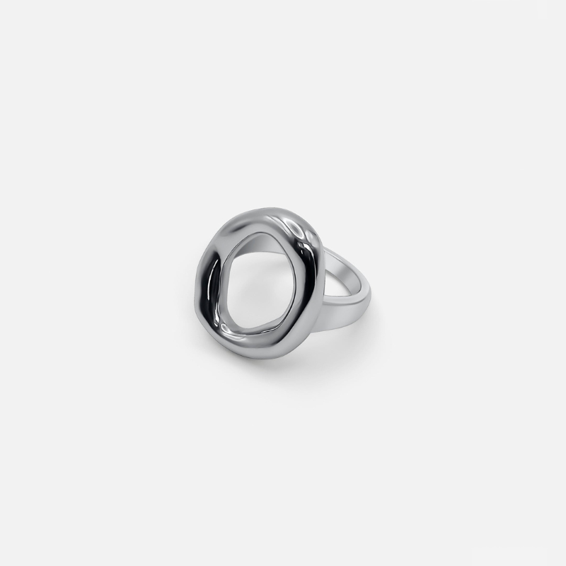 Silber Ovaler Ring mit Hohlem Design – Minimalistische Eleganz für jeden Tag