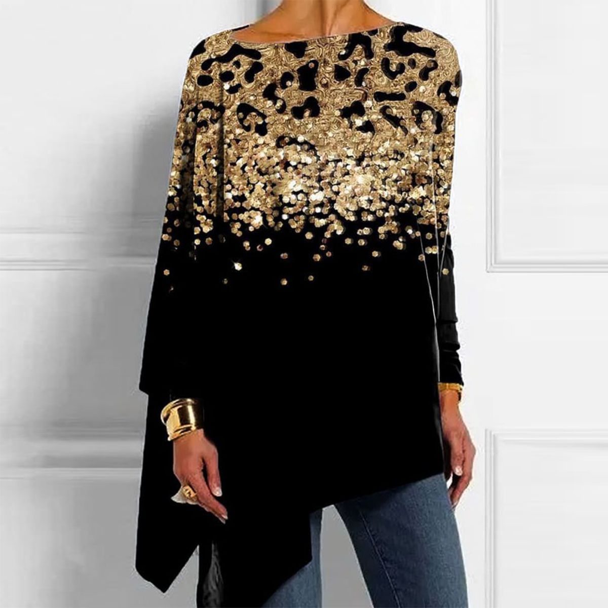 Wildes Leoparden-Bootausschnitt-Top