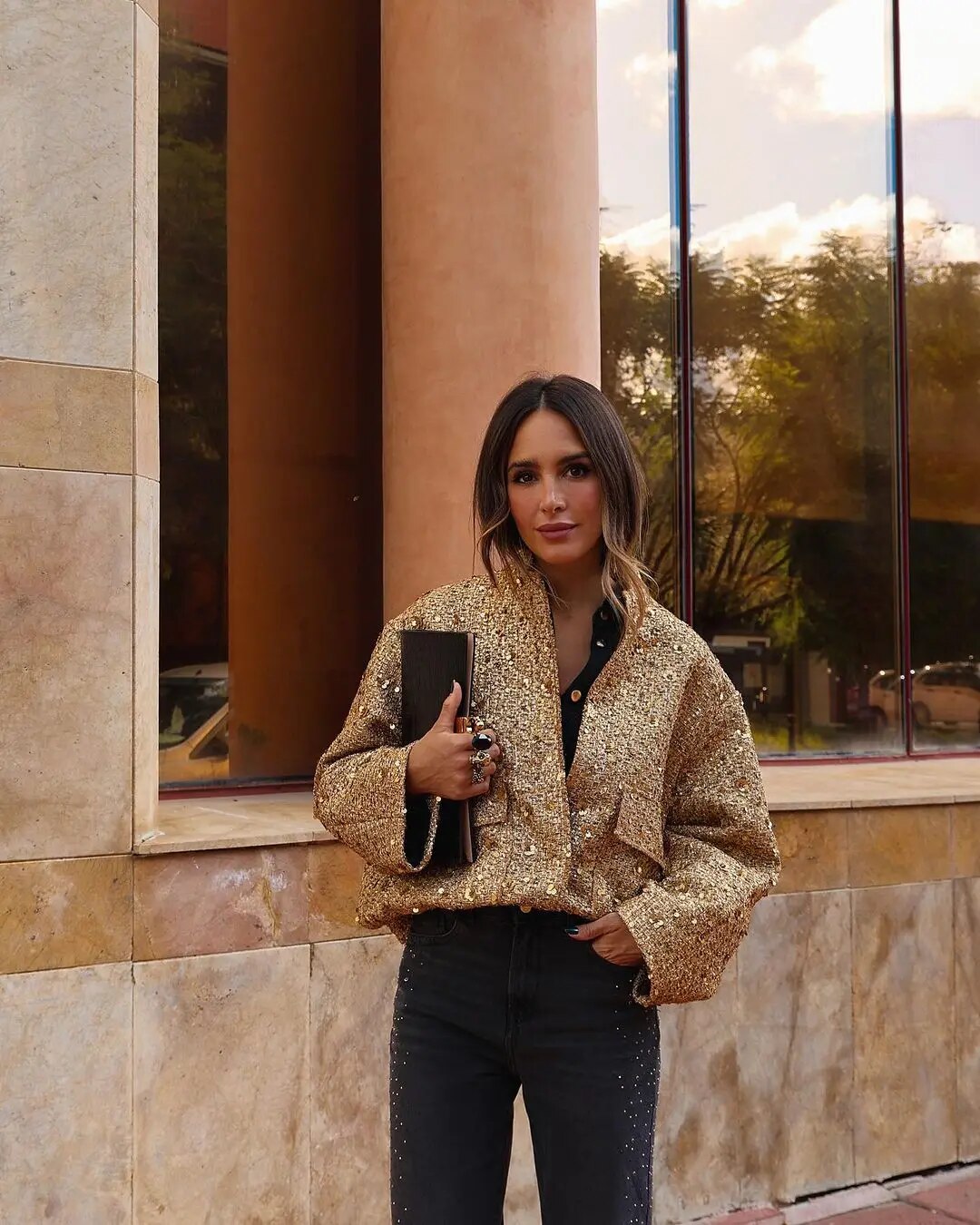 Ilse | Goldene Paillettenjacke für Damen