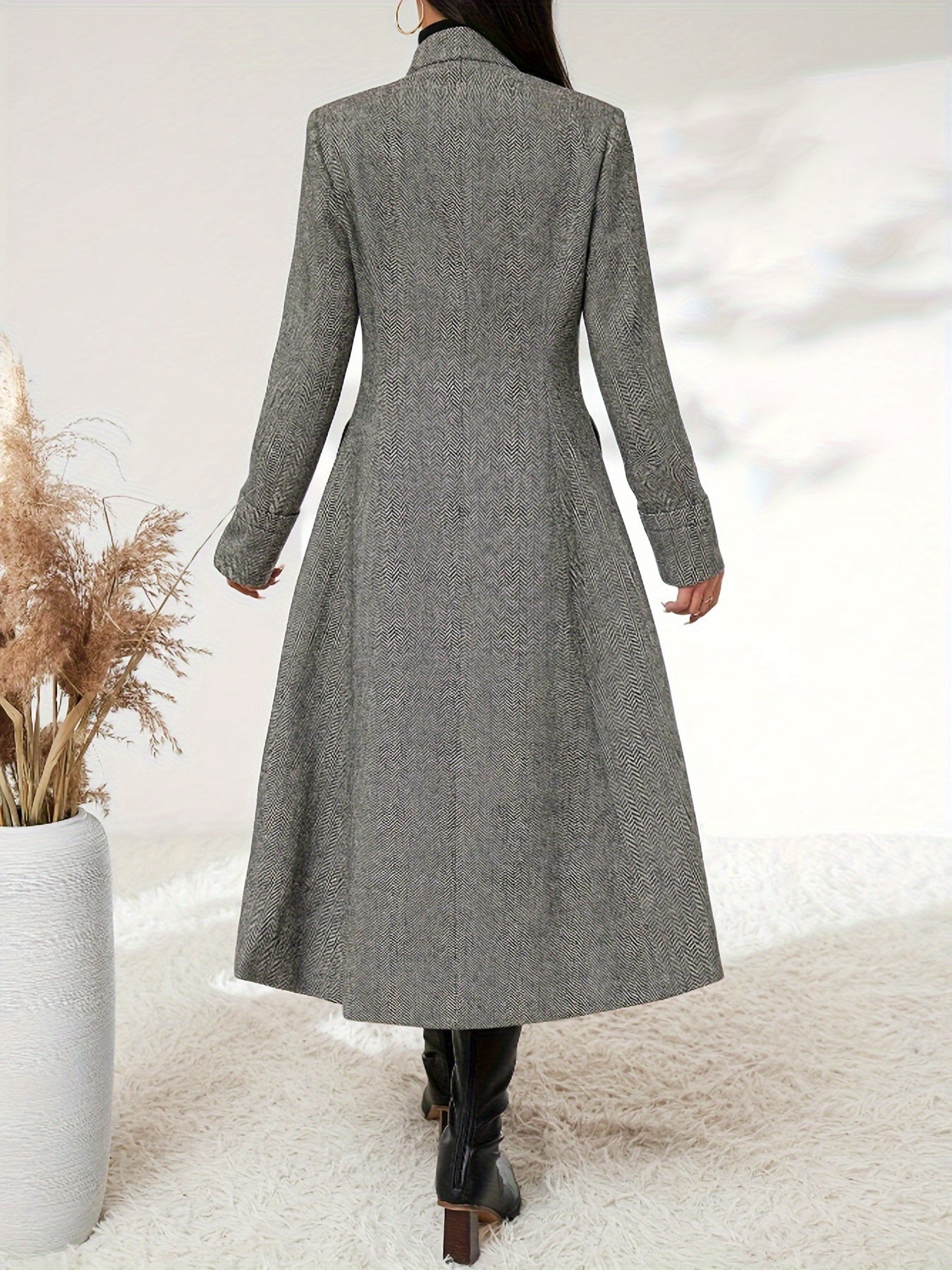 Kennedy - Stilvolle Klassische Graue A-Linien-Lange Winterjacke für Damen