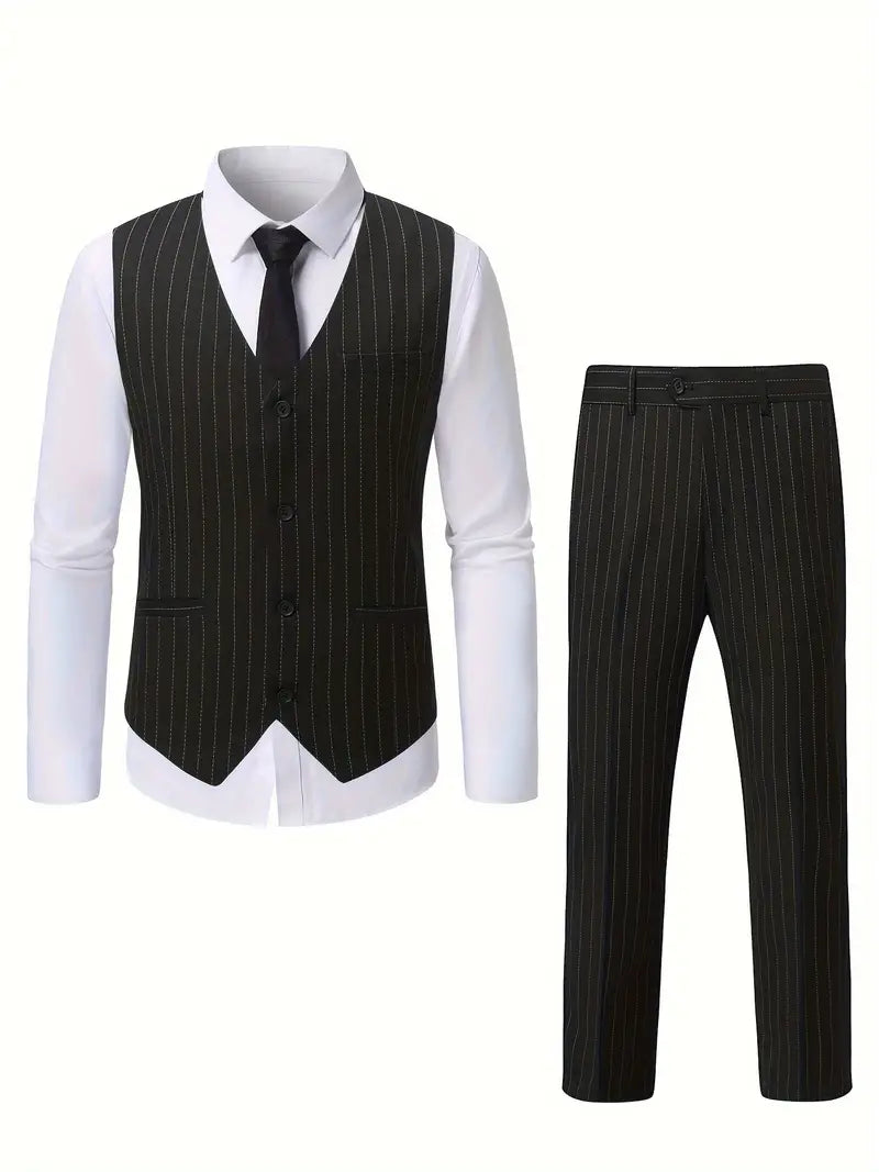 Formelles Set aus gestreifter Weste und Anzugshose