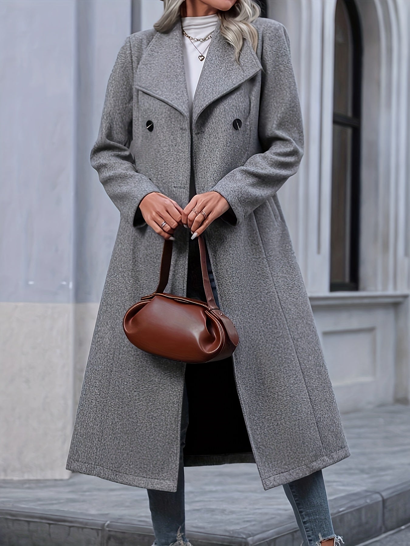 Eleanor - Stilvolle Klassische Lange Winterjacke mit Doppelreihe Taschen für Damen