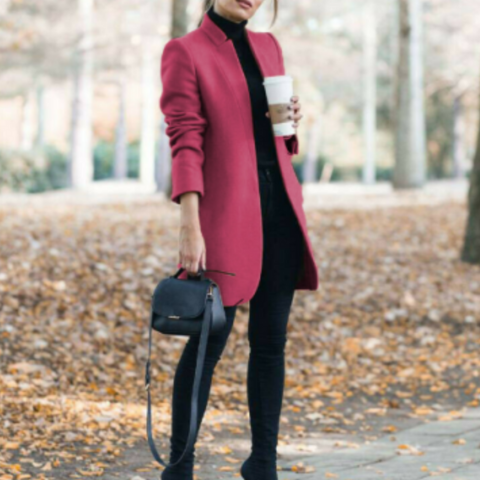 Sanie | Damen Eleganter Stehkragen Wintermantel | Lang