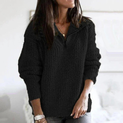 Wella | Damen Elegante Warme Pullover | Reißverschluss