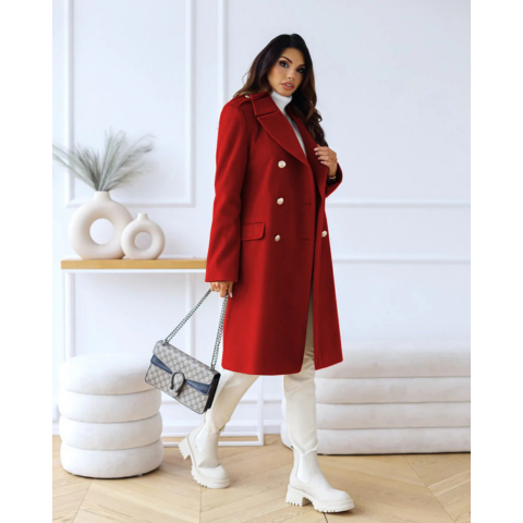 Meena | Damen Stylische Zweireiher Mantel | Lang