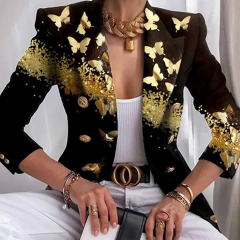Gini | Damen Elegant Schick Bedruckter Blazer | Formell