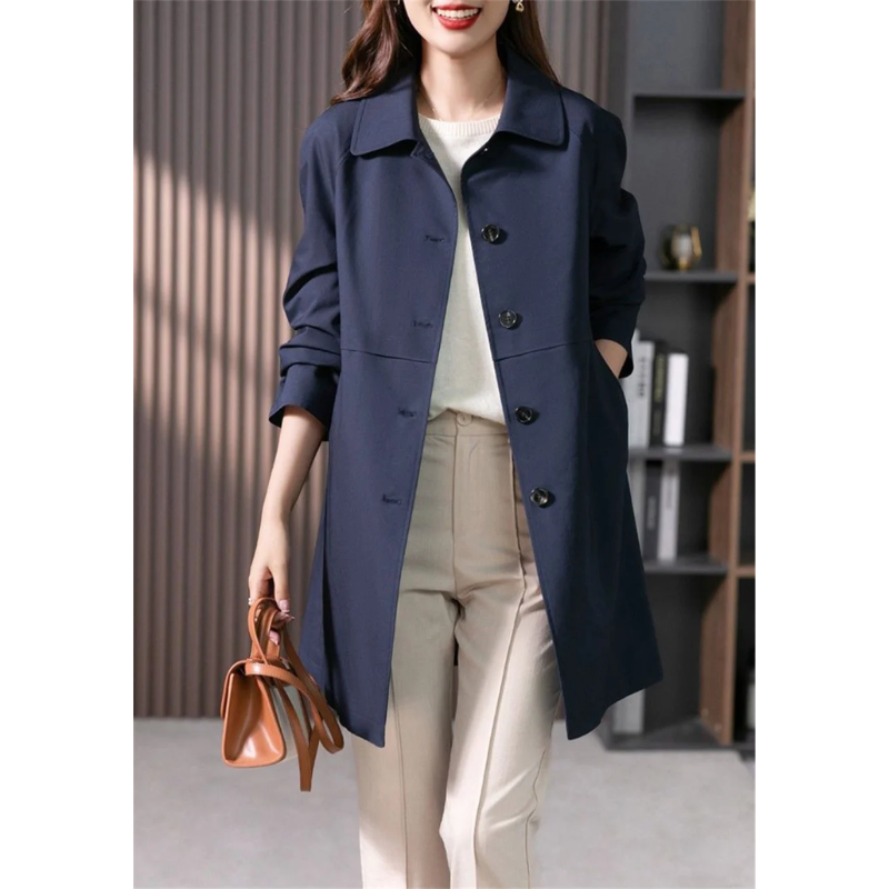 Ruby - Stilvolle und Taillierte Kurz-Trenchcoat mit Einreihiger Knopfleiste für den Herbst für Damen