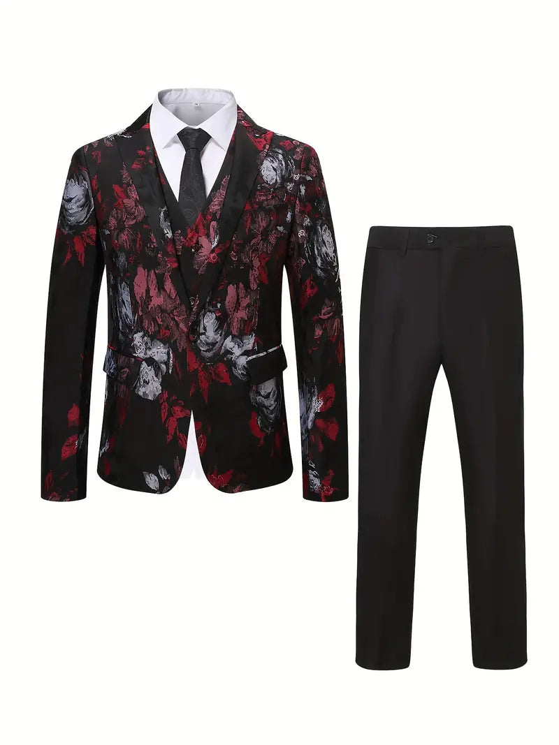 Dreiteiliges Jacquard-Kleid Anzug Set